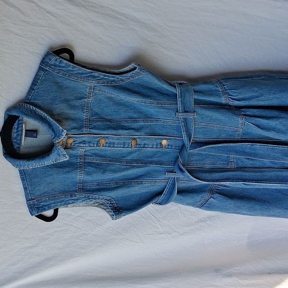Women's Blue Denim Belted Midi Western Dress Size 8 Blue - Picture 15 of 16